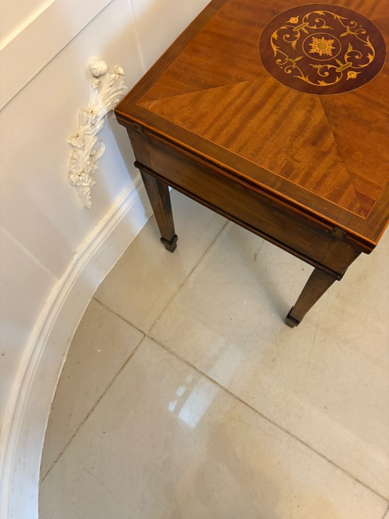 Antique Edwardian Inlaid Folding Game/Lamp Table Featuring “The Royal and Pleasant Game of Goose”